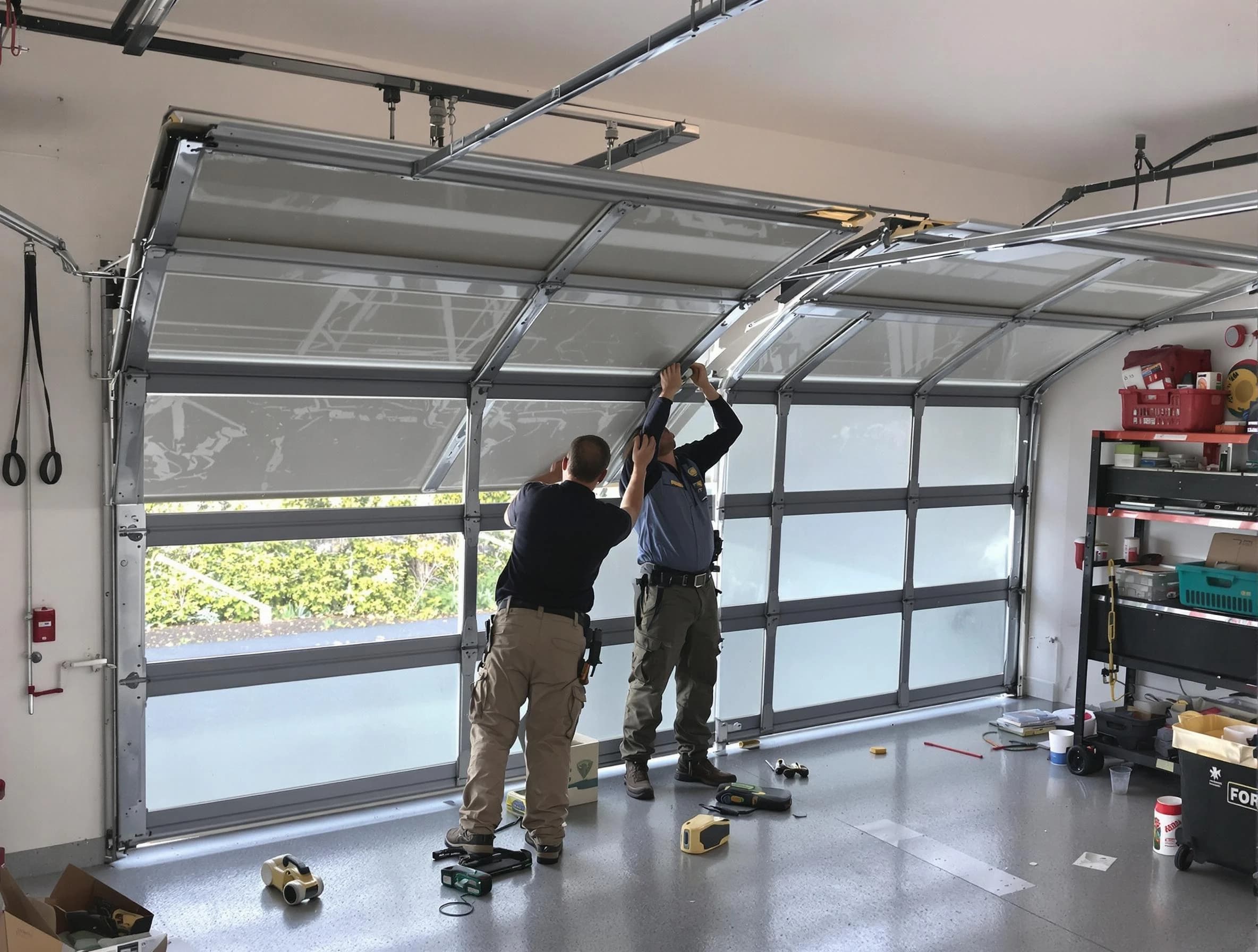Holladay Garage Door Repair expert performing precise panel replacement on Holladay garage door