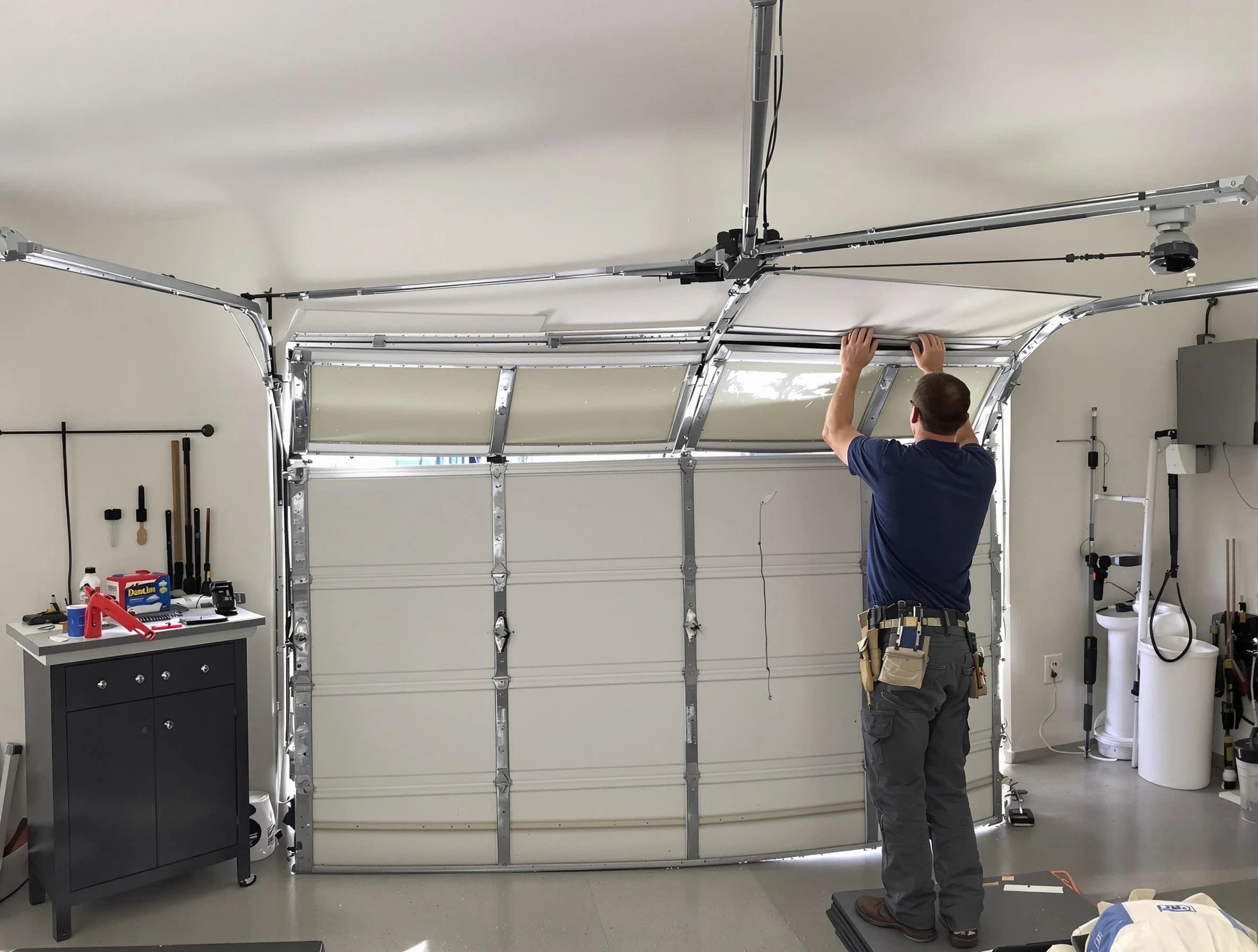 Holladay Garage Door Repair specialist performing precise section replacement on Holladay garage door