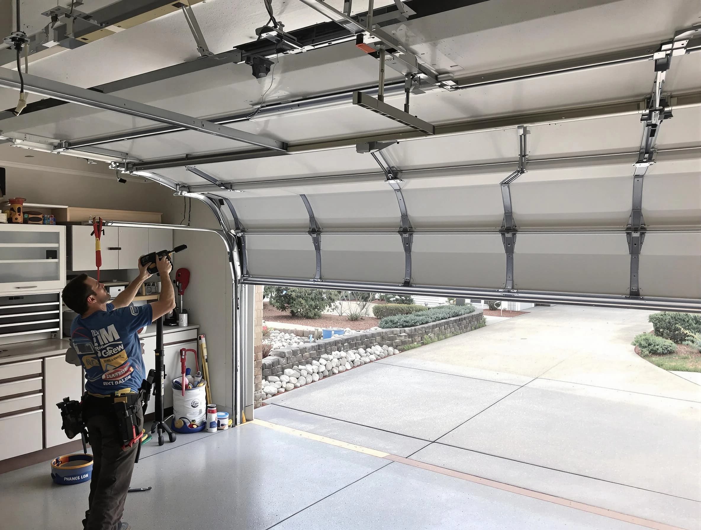 Garage door track repair service by Holladay Garage Door Repair in Holladay