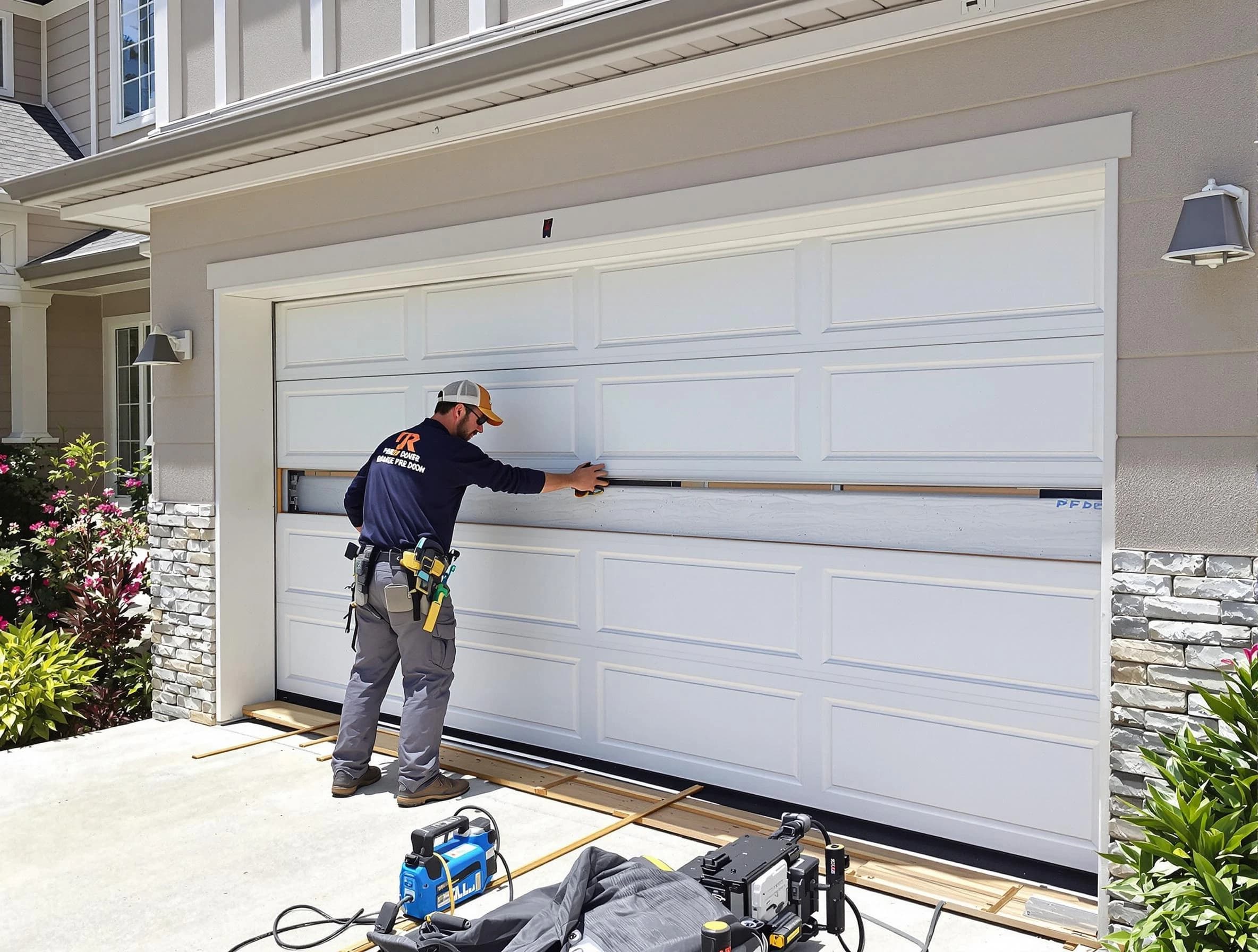 Holladay Garage Door Repair team performing complete garage door replacement at Holladay residence