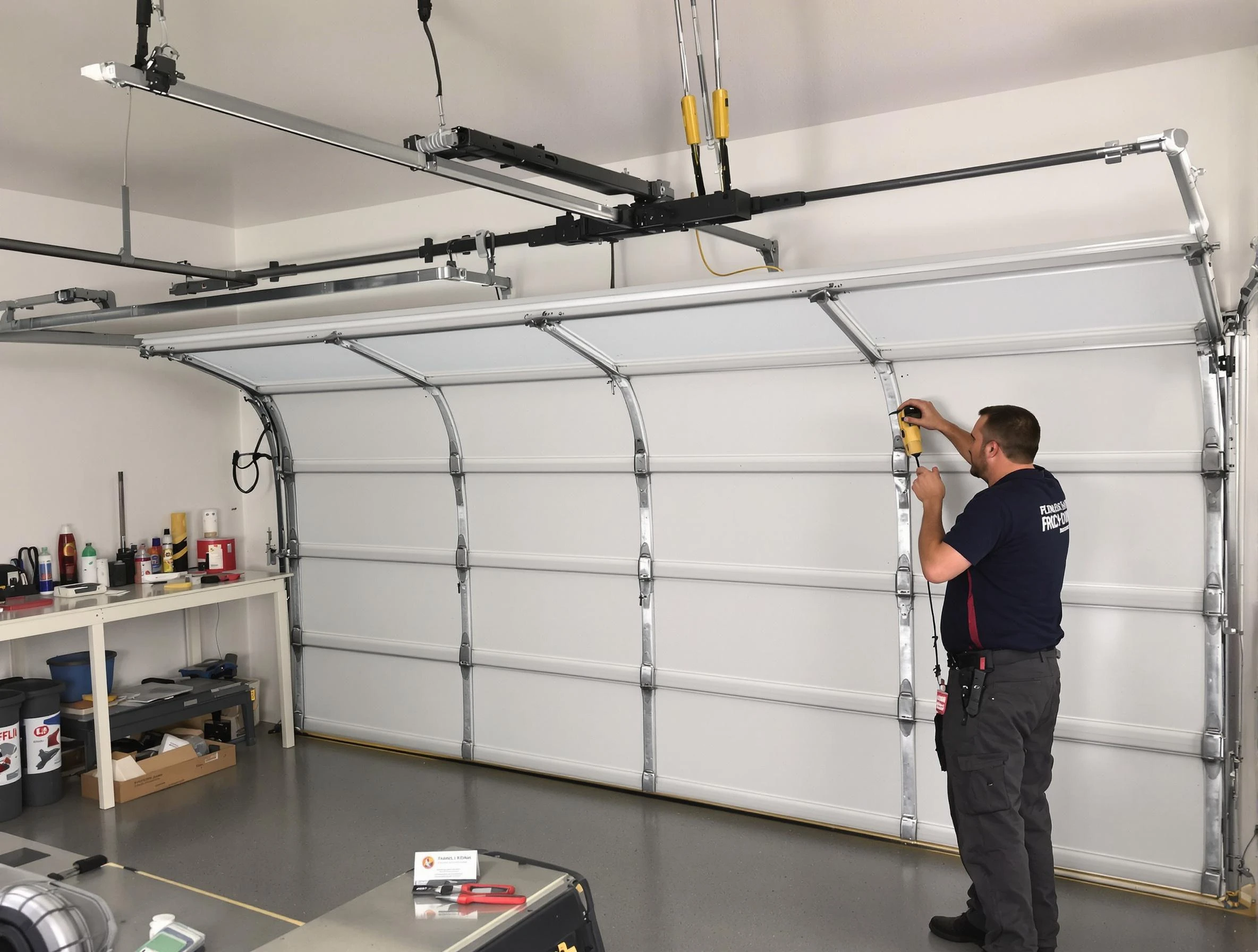 Holladay Garage Door Repair certified technician performing overhead door system repair in Holladay