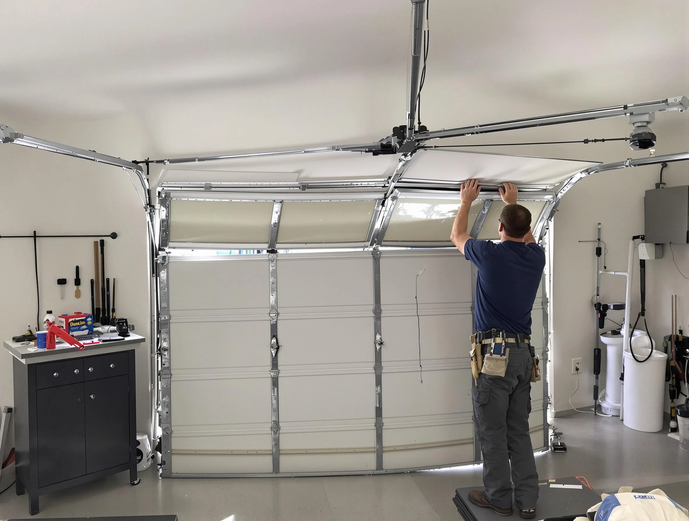 Holladay Garage Door Repair specialist performing precise section replacement on Holladay garage door