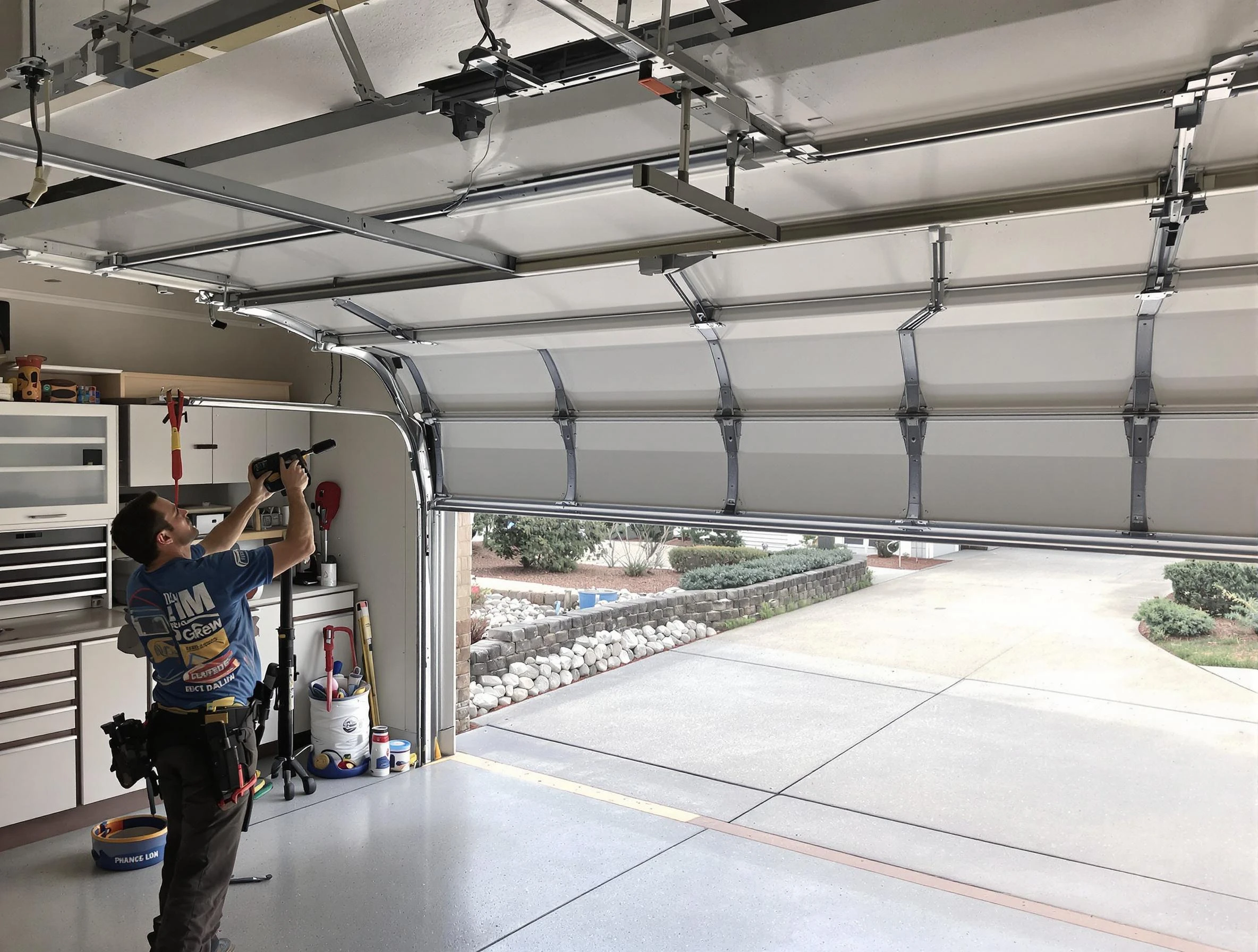 Garage door track repair service by Holladay Garage Door Repair in Holladay